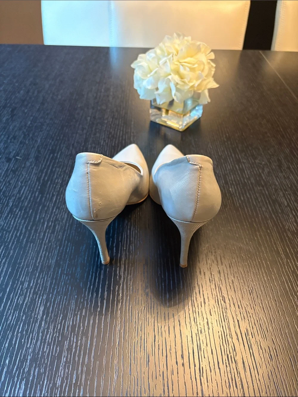Nine West Gray- Taupe Pointed-Toe Leather Pumps - Picture 3 of 4